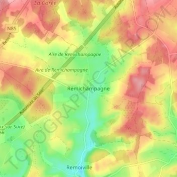 Carte topographique Remichampagne, altitude, relief