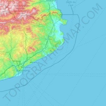 Carte topographique Costa Brava, altitude, relief