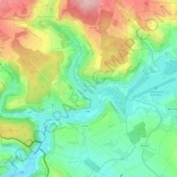 Carte topographique Beuren am Ried, altitude, relief