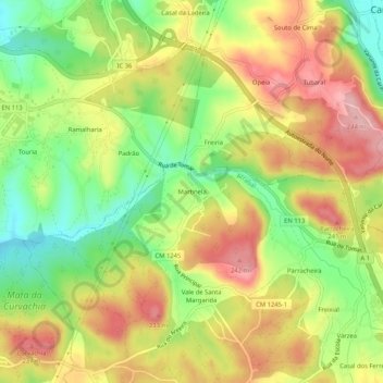 Carte topographique Martinela, altitude, relief