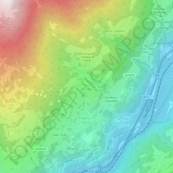 Carte topographique Schnauders - Snodres, altitude, relief