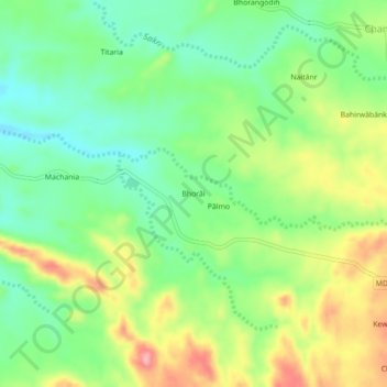 Carte topographique Bhorai, altitude, relief