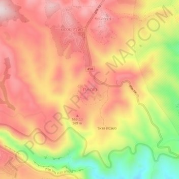 Carte topographique Neve Erez, altitude, relief