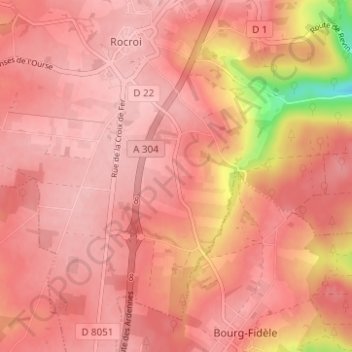Carte topographique Le Grand Hongreaux, altitude, relief