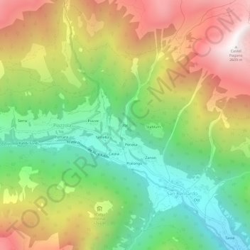 Carte topographique Val, altitude, relief