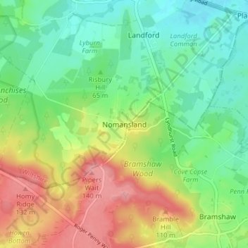 Carte topographique Nomansland, altitude, relief