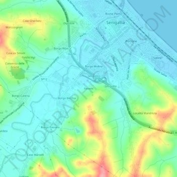 Carte topographique Ferretti, altitude, relief