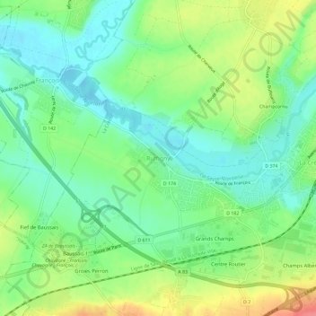 Carte topographique Ruffigny, altitude, relief