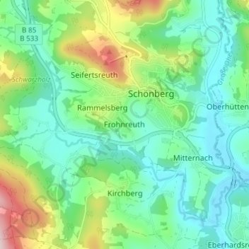 Carte topographique Frohnreuth, altitude, relief