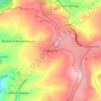Carte topographique Crapstone, altitude, relief