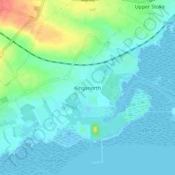 Carte topographique Kingsnorth, altitude, relief