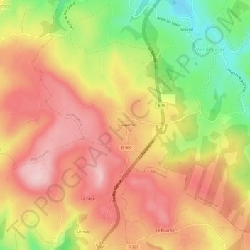 Carte topographique La Fageole, altitude, relief
