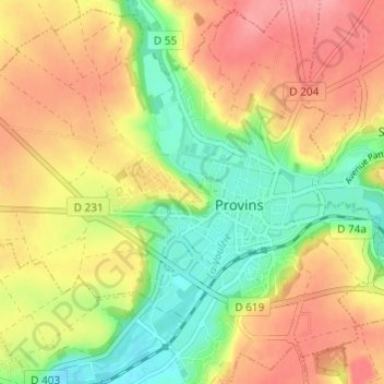 Carte topographique Ville-haute, altitude, relief