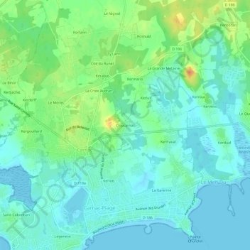 Carte topographique Cloucarnac, altitude, relief