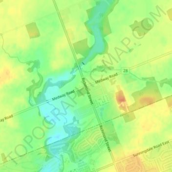 Carte topographique Arva, altitude, relief