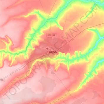 Carte topographique Luena, altitude, relief
