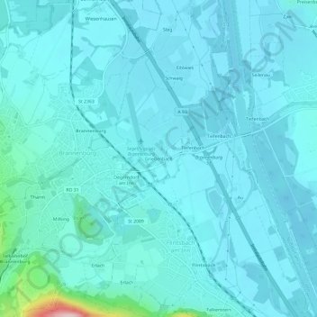 Carte topographique Grießenbach, altitude, relief
