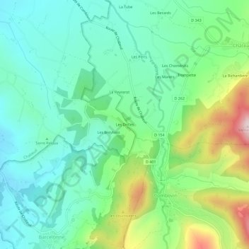 Carte topographique Les Drilles, altitude, relief