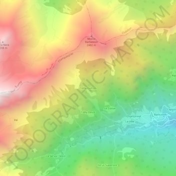 Carte topographique Tréby Damon, altitude, relief