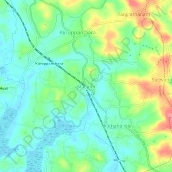 Carte topographique Manjoor, altitude, relief