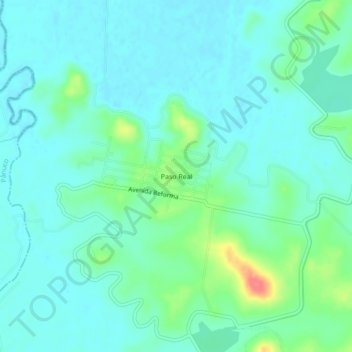 Carte topographique Paso Real, altitude, relief