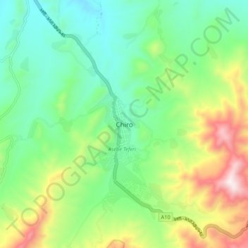 Carte topographique Chiro, altitude, relief