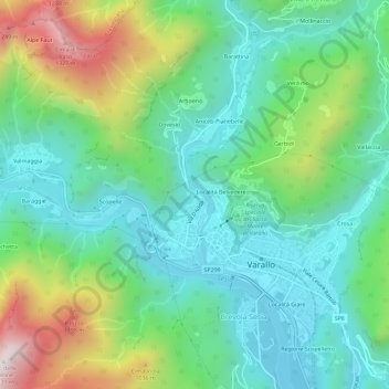 Carte topographique Pian del Buco, altitude, relief