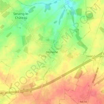 Carte topographique Verlaine, altitude, relief