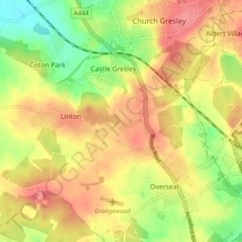 Carte topographique Linton Heath, altitude, relief