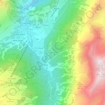 Carte topographique Villarey Superiore, altitude, relief