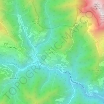 Carte topographique Andagna, altitude, relief