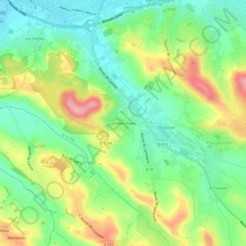 Carte topographique La Vène, altitude, relief