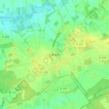 Carte topographique Lähden, altitude, relief