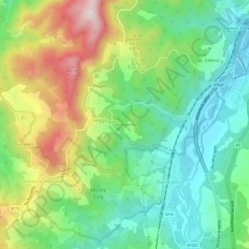 Carte topographique Castelvecchio, altitude, relief