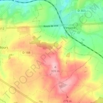 Carte topographique La Vautrie, altitude, relief