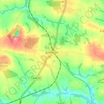 Carte topographique Johnston, altitude, relief