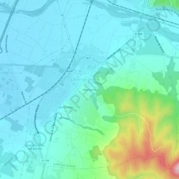 Carte topographique Vaucourte, altitude, relief
