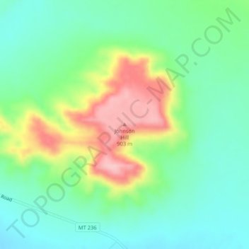 Carte topographique Johnson Hill, altitude, relief