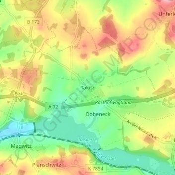 Carte topographique Taltitz, altitude, relief