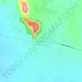 Carte topographique Midjivin, altitude, relief