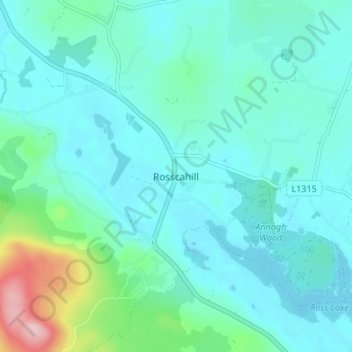 Carte topographique Rosscahill, altitude, relief