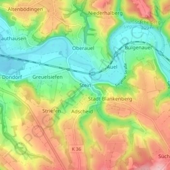 Carte topographique Stein, altitude, relief
