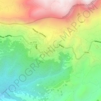 Carte topographique Arachova, altitude, relief