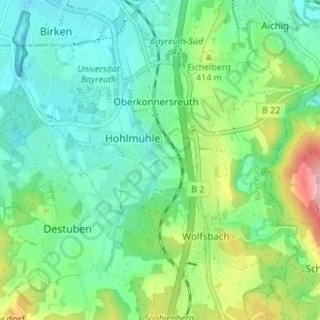Carte topographique Fürsetz, altitude, relief