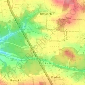 Carte topographique Mörlach, altitude, relief