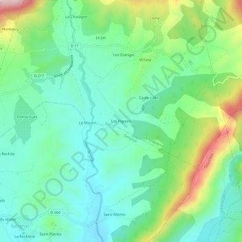 Carte topographique Les Pignets, altitude, relief