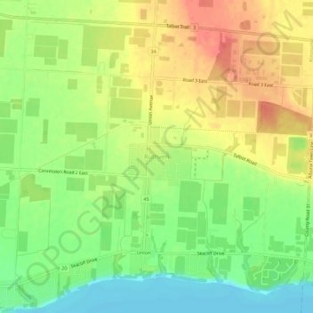 Carte topographique Ruthven, altitude, relief