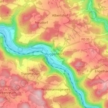 Carte topographique Muggendorf, altitude, relief