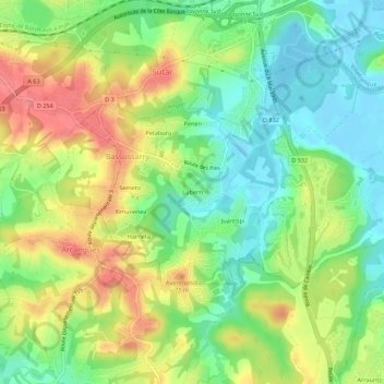 Carte topographique Luberri, altitude, relief