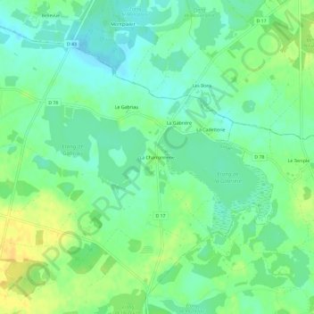 Carte topographique La Charronnerie, altitude, relief